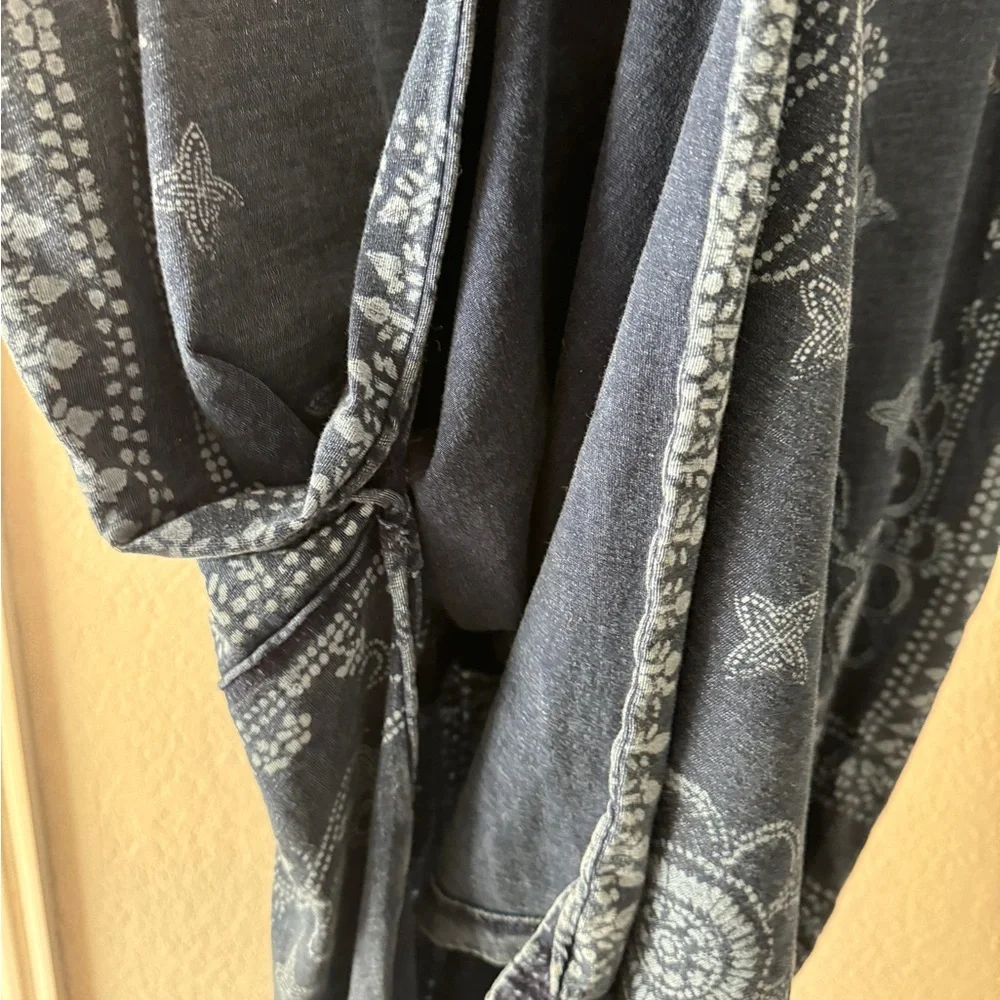 Free People Navy Blue Bandana Print Short Sleeve Tunic